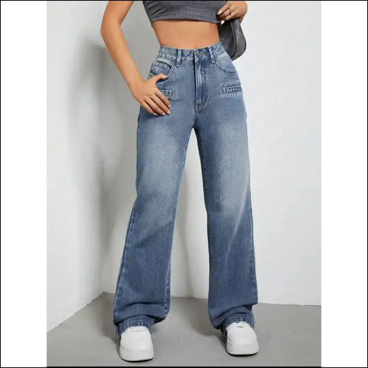 High Rise Wide Leg Jeans: Because Comfort Should Always be Chic 😎👖 - Blue / Xl - Jeans on Sale Worldwide Shipping