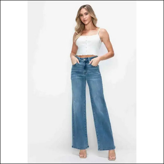 High Rise Wide Leg Jeans: Because Life’s too Short for Boring Denim! 😂 - Medium / 1(25) - Jeans on Sale Worldwide Shipping