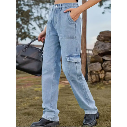High Waist Cargo Jeans: for when your Curves Need a Commanding Officer! 🚀 - Jeans on Sale Worldwide Shipping