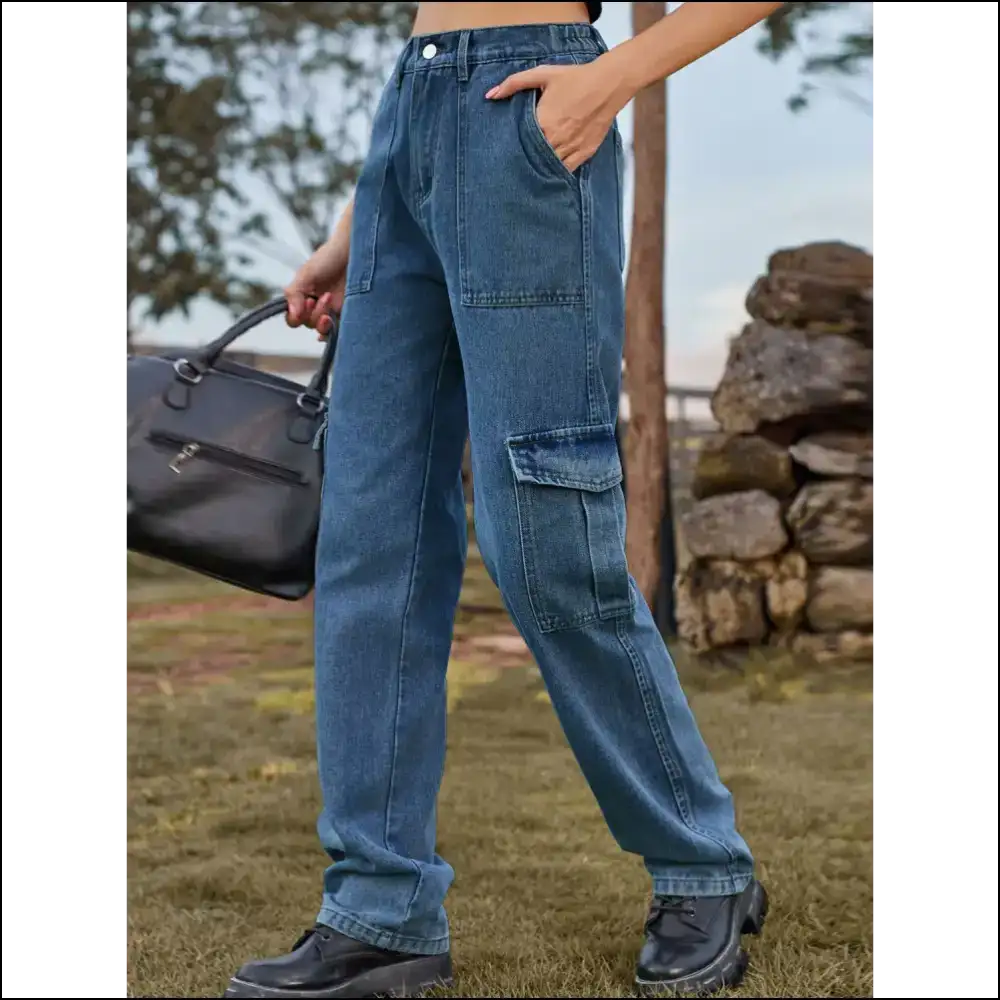 High Waist Cargo Jeans: for when your Curves Need a Commanding Officer! 🚀 - Jeans on Sale Worldwide Shipping
