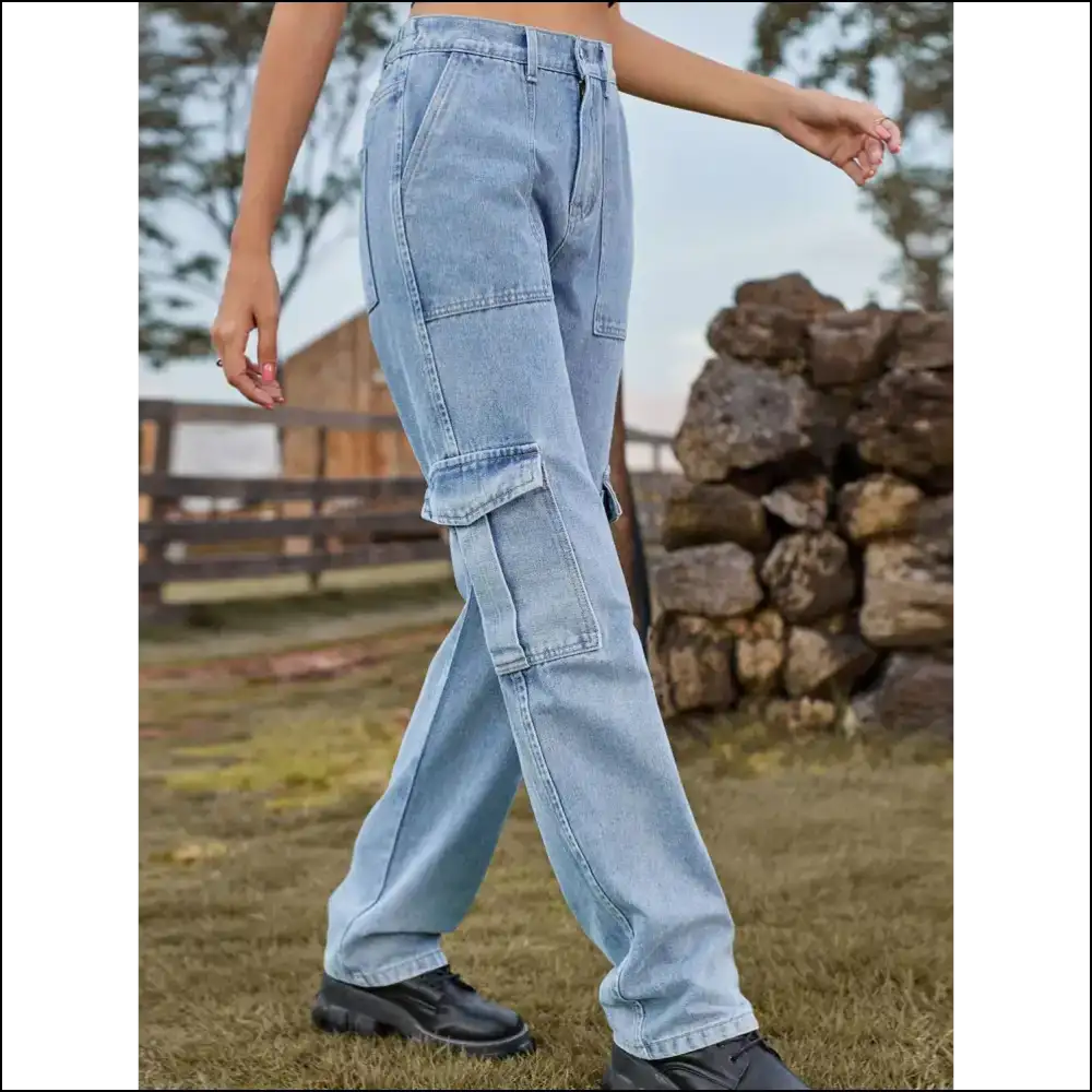 High Waist Cargo Jeans: for when your Curves Need a Commanding Officer! 🚀 - Jeans on Sale Worldwide Shipping