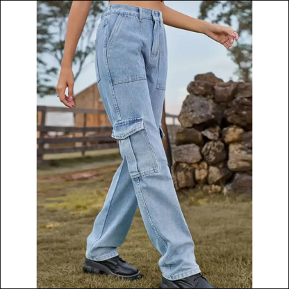 High Waist Cargo Jeans: for when your Curves Need a Commanding Officer! 🚀 - Jeans on Sale Worldwide Shipping