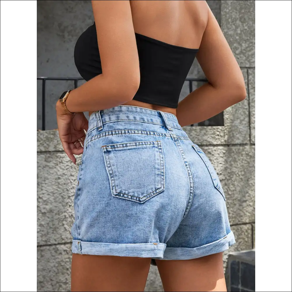 High Waist Denim Shorts for Trendy Women - on Sale Worldwide Shipping