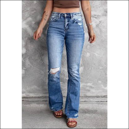 High Waist Flare Jeans: Ripped & Ready to Slay! 👖 Needful Things - Blue / 4 - Jeans on Sale Worldwide Shipping
