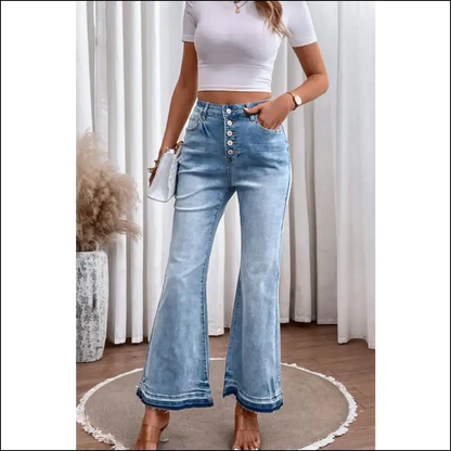 High Waist Flared Jeans: Embrace Curves and Button Fly Fabulosity 😏✨ - Jeans on Sale Worldwide Shipping