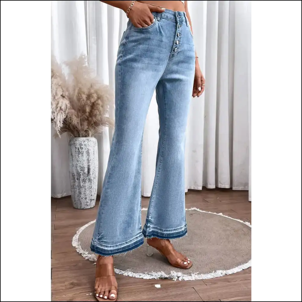 High Waist Flared Jeans: Embrace Curves and Button Fly Fabulosity 😏✨ - Jeans on Sale Worldwide Shipping
