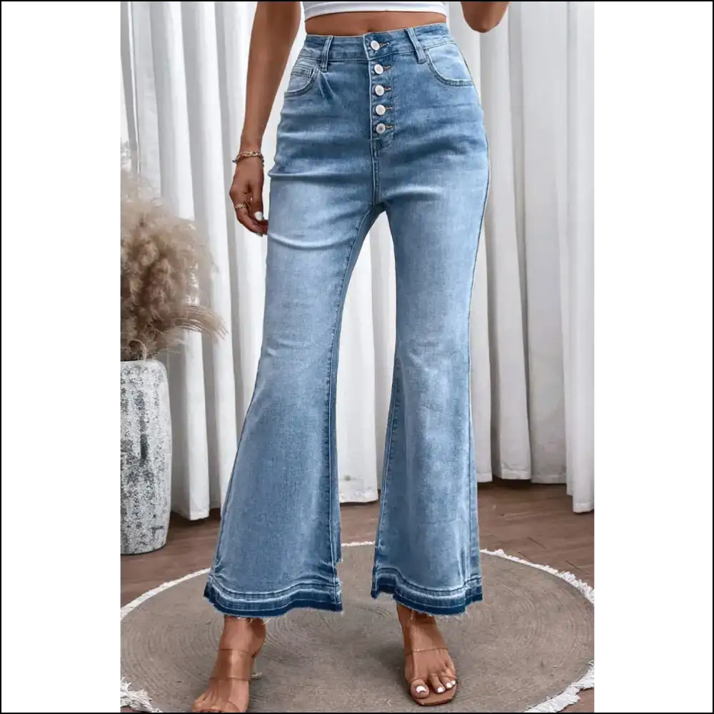 High Waist Flared Jeans: Embrace Curves and Button Fly Fabulosity 😏✨ - Jeans on Sale Worldwide Shipping