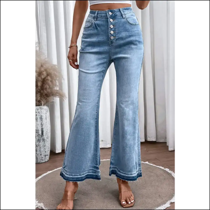 High Waist Flared Jeans: Embrace Curves and Button Fly Fabulosity 😏✨ - Jeans on Sale Worldwide Shipping