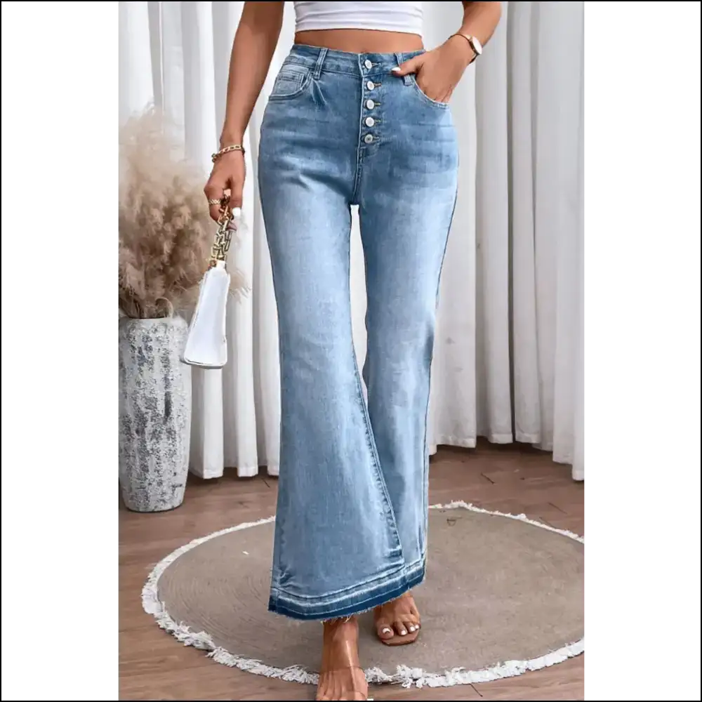 High Waist Flared Jeans: Embrace Curves and Button Fly Fabulosity 😏✨ - Medium / 14 - Jeans on Sale Worldwide Shipping