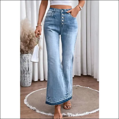 High Waist Flared Jeans: Embrace Curves and Button Fly Fabulosity 😏✨ - Medium / 14 - Jeans on Sale Worldwide Shipping