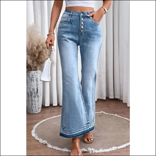 High Waist Flared Jeans: Embrace Curves and Button Fly Fabulosity 😏✨ - Medium / 14 - Jeans on Sale Worldwide Shipping