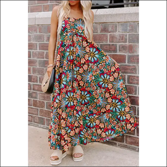 High Waist Maxi Dress: Floral & Ready to Party (in Hell 🔥) - Black / s - Dresses on Sale Worldwide Shipping