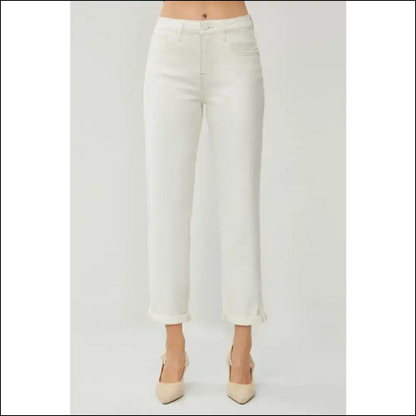 High Waist Rolled Hem Jeans: Comfort for your Inner Couch Potato 🍕 - Jeans on Sale Worldwide Shipping