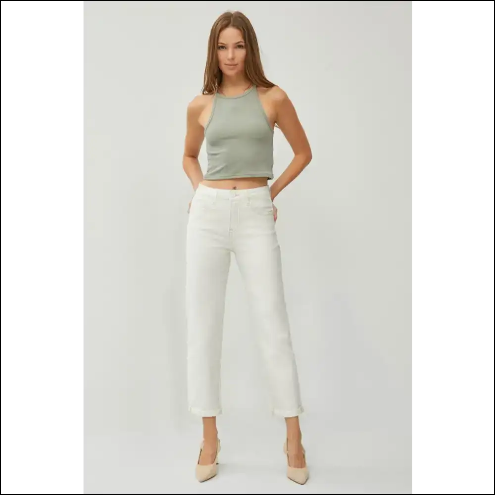 High Waist Rolled Hem Jeans: Comfort for your Inner Couch Potato 🍕 - Jeans on Sale Worldwide Shipping