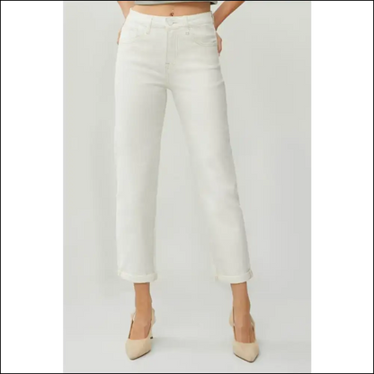High Waist Rolled Hem Jeans: Comfort for your Inner Couch Potato 🍕 - Jeans on Sale Worldwide Shipping
