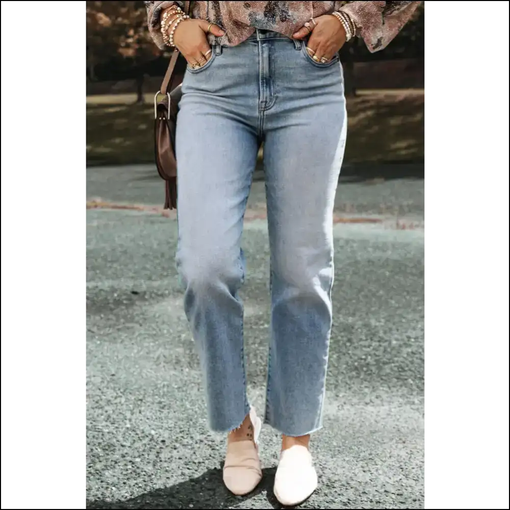 High Waist Straight Jeans: your New Best Friend with Pockets! 👖💕 - Light Blue / 8 - Jeans on Sale Worldwide Shipping