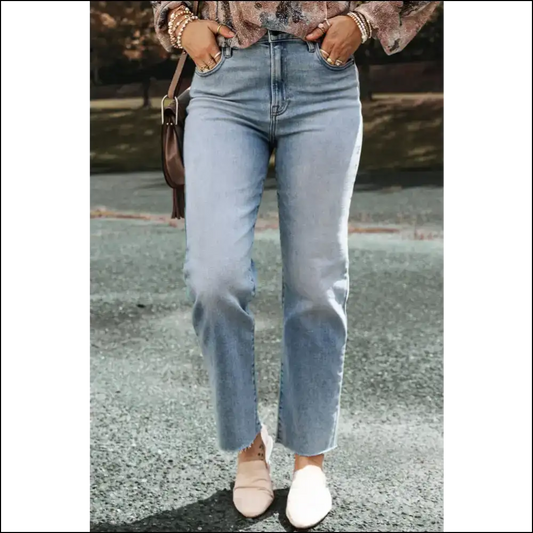 High Waist Straight Jeans: your New Best Friend with Pockets! 👖💕 - Light Blue / 8 - Jeans on Sale Worldwide Shipping
