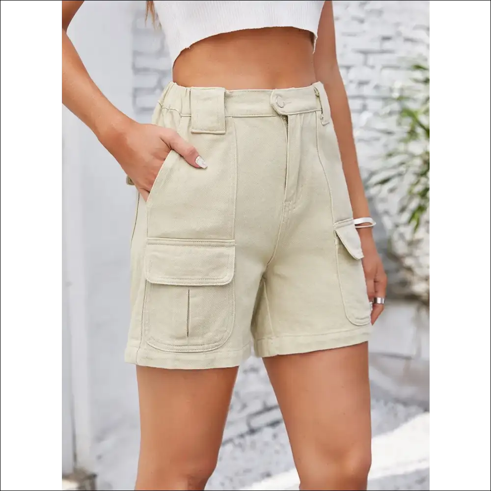 High Waist Washed Denim Shorts - on Sale Worldwide Shipping