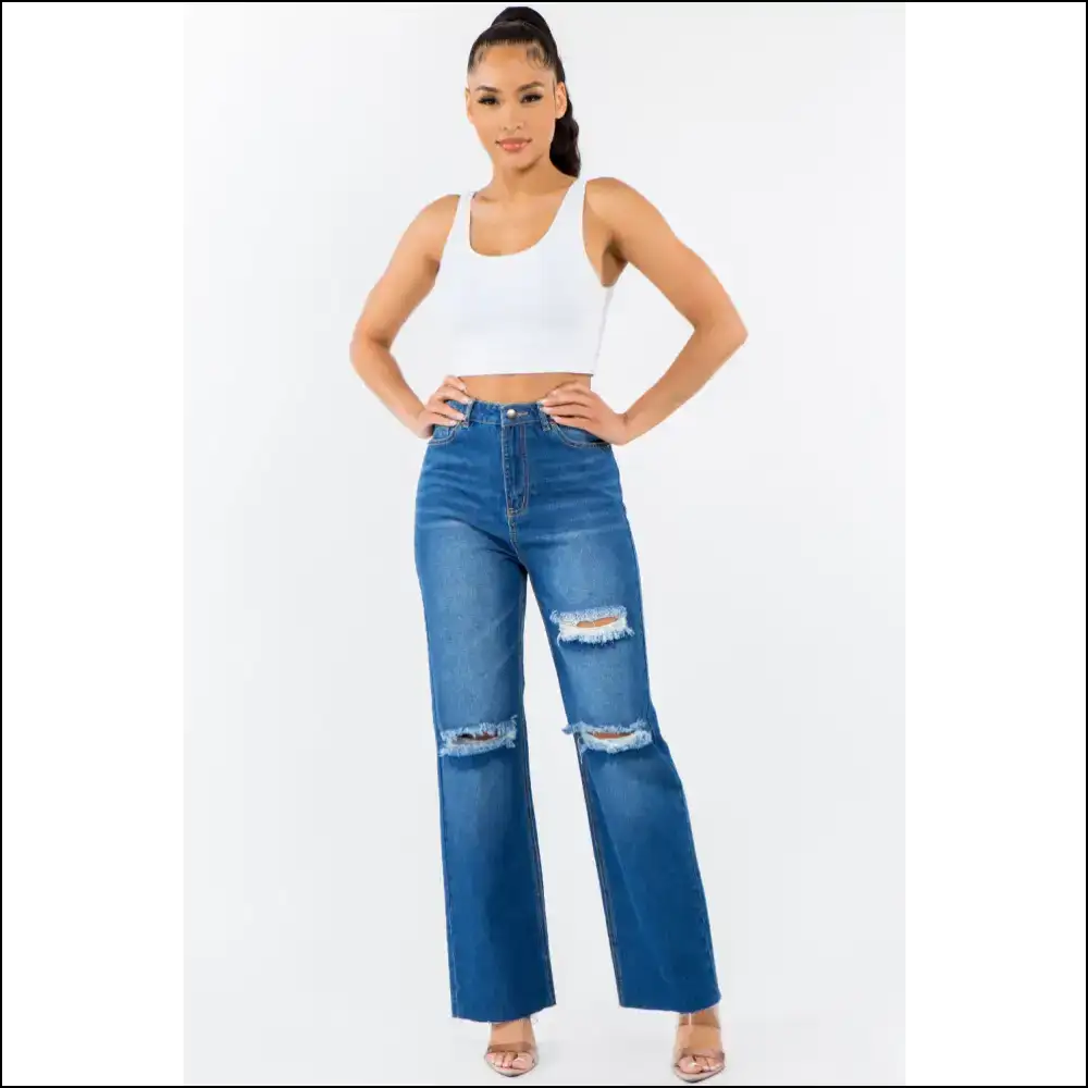 High Waist Wide Leg Jeans: Because Queens Don’t Kneel! 👖👑 - Blue / 1 - Jeans on Sale Worldwide Shipping