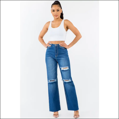 High Waist Wide Leg Jeans: Because Queens Don’t Kneel! 👖👑 - Blue / 1 - Jeans on Sale Worldwide Shipping