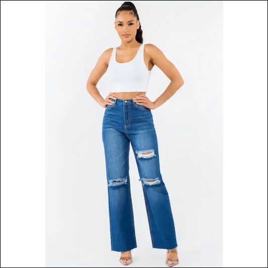 High Waist Wide Leg Jeans: Because Queens Don’t Kneel! 👖👑 - Blue / 1 - Jeans on Sale Worldwide Shipping
