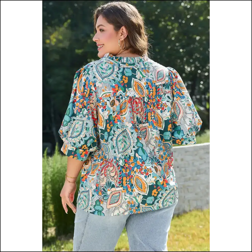 Holy Chic! Multicolor Bohemian Abstract Size Blouse Saves the Day! Needful Things 😉 - Plus Tops on Sale Worldwide Shipping
