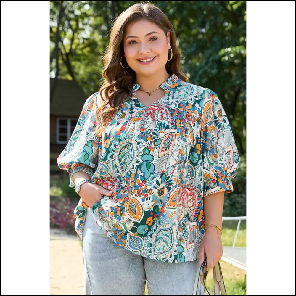 Holy Chic! Multicolor Bohemian Abstract Size Blouse Saves the Day! Needful Things 😉 - Plus Tops on Sale Worldwide Shipping