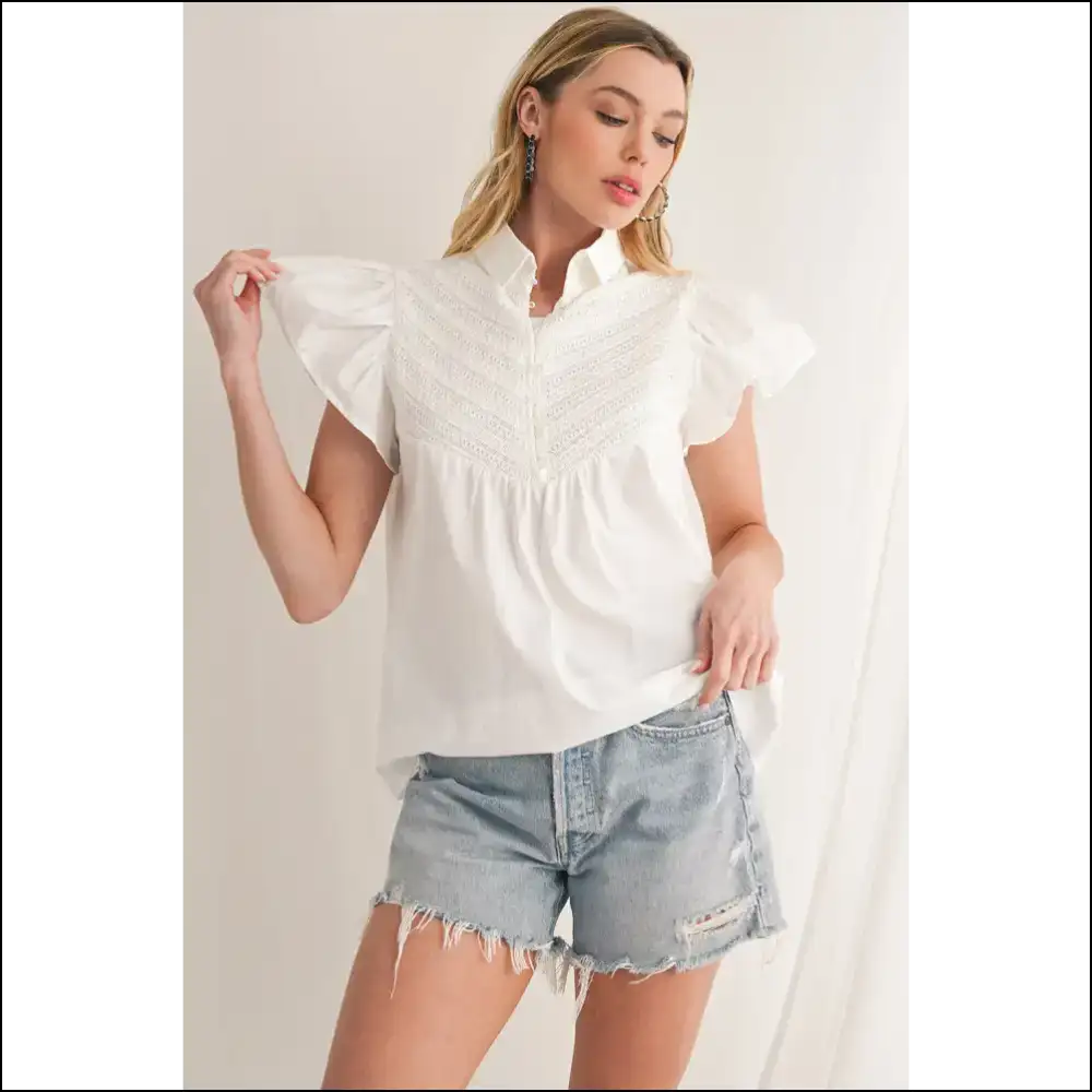 Holy Chic White Crochet Patchwork Ruffles Batman - Blouses on Sale Worldwide Shipping