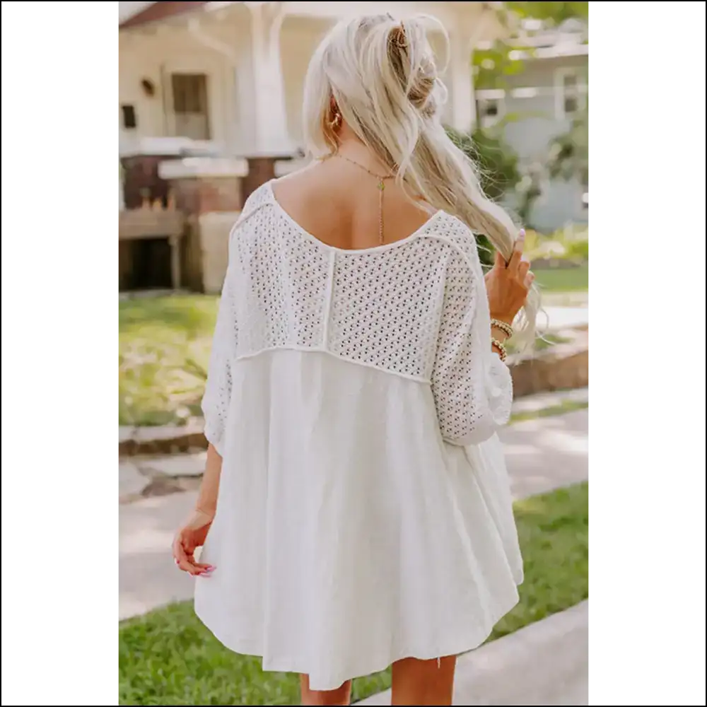 Holy Chic White Eyelet Patchwork Batman! 🦇 Needful Things Top - Blouses on Sale Worldwide Shipping