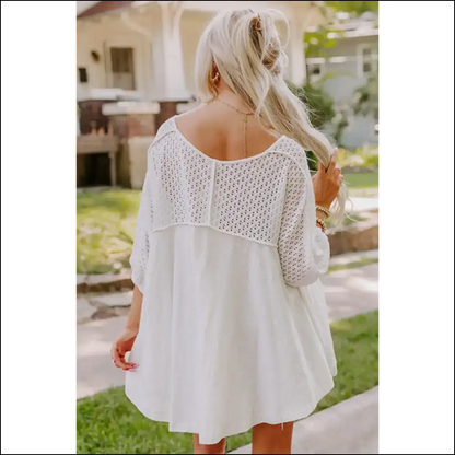 Holy Chic White Eyelet Patchwork Batman! 🦇 Needful Things Top - Blouses on Sale Worldwide Shipping