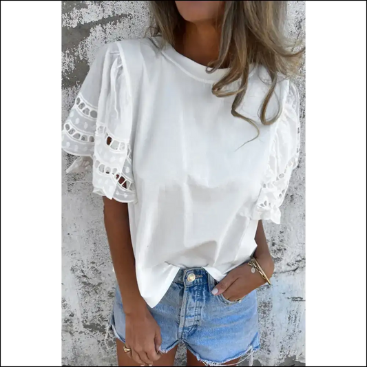 Holy Chic White Hollow! Hide your Shoulders Sin 😇 - s - Blouses on Sale Worldwide Shipping