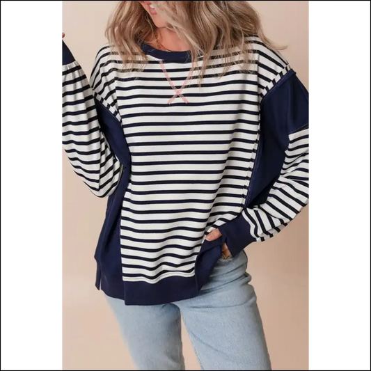 Holy Chic! White Stripe Patchwork Sweatshirt! Needful Things - Xs - Sweatshirts & Hoodies on Sale Worldwide Shipping