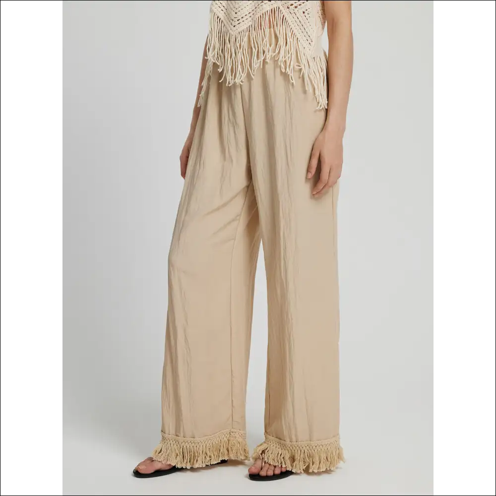 Honey Fringe Hem Wide Leg Pants - on Sale Worldwide Shipping