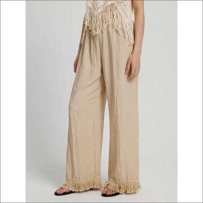 Honey Fringe Hem Wide Leg Pants - on Sale Worldwide Shipping