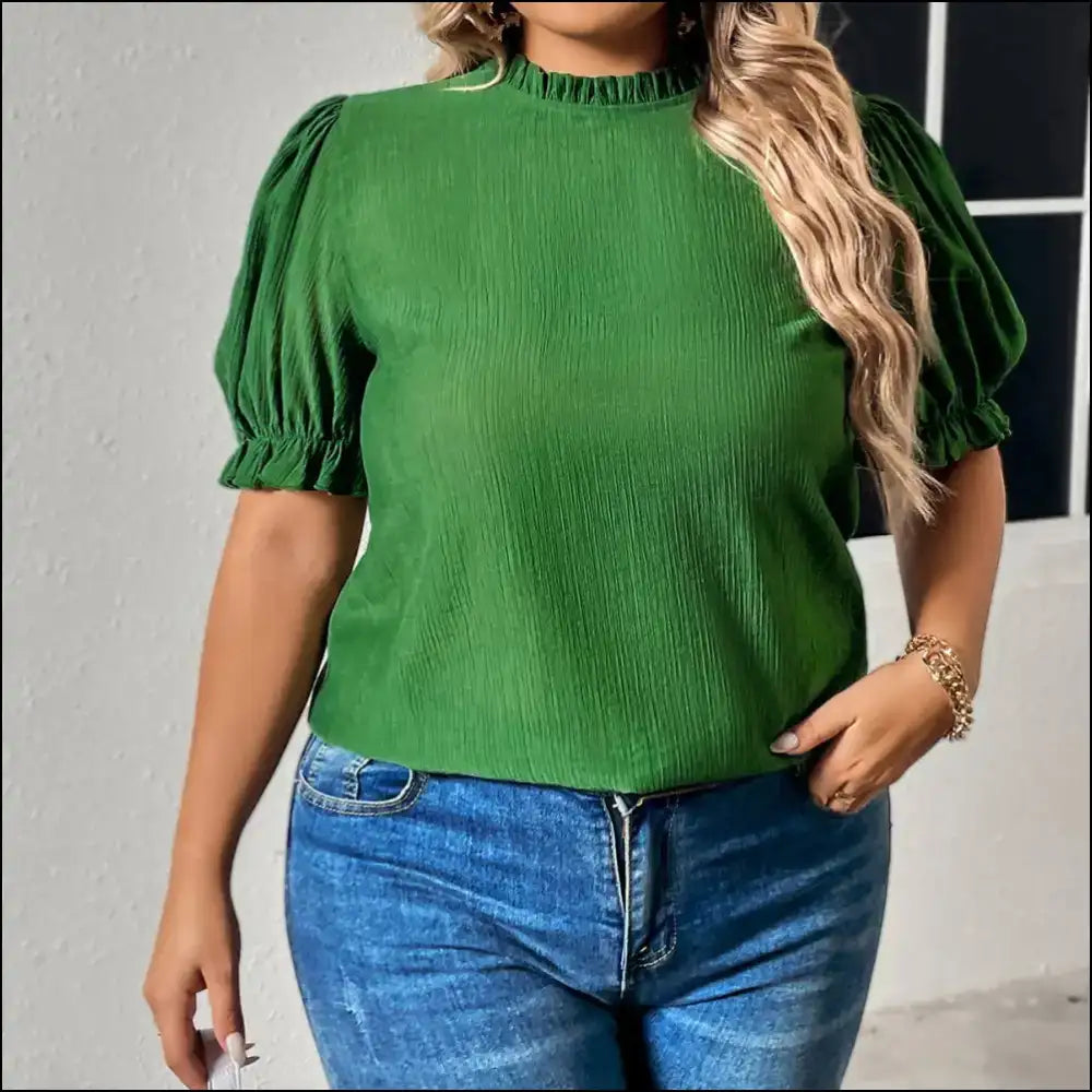 Honey Plus Size Flounce Sleeve Blouse - Blouses on Sale Worldwide Shipping