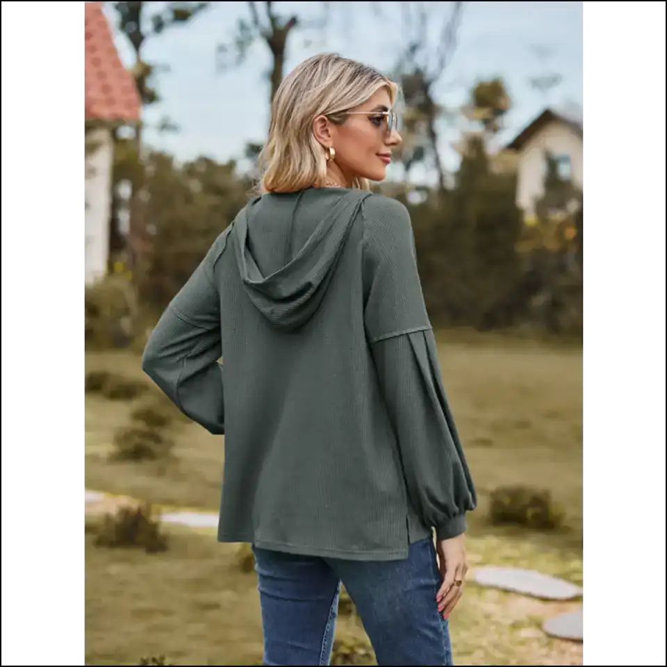 Hoodie Up Buttercup: your Chic Buttoned Dropped Shoulder Sidekick! 😄✨ - Sweatshirts & Hoodies on Sale Worldwide Shipping