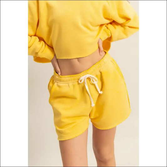 Hyfve Stylish Drawstring Shorts with Pockets - Yellow / l - on Sale Worldwide Shipping