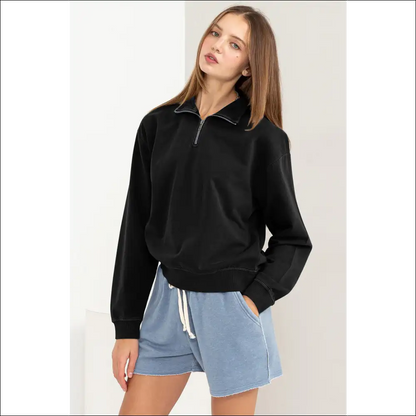 Hyfve Chic Half Zip Sweatshirt - Sweatshirts & Hoodies on Sale Worldwide Shipping
