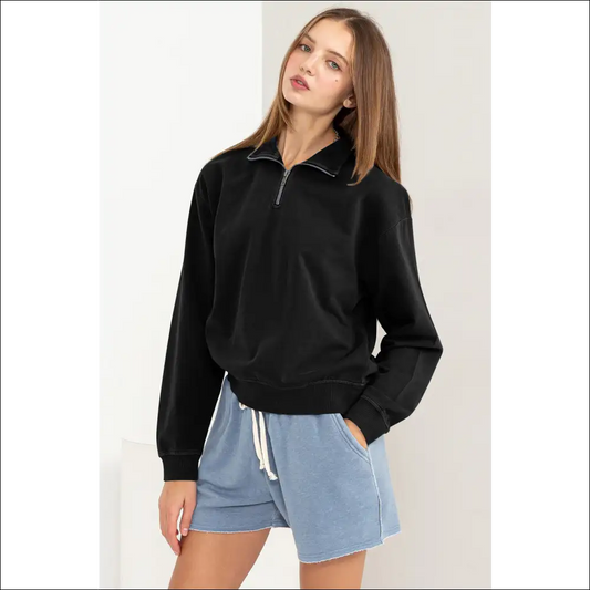 Hyfve Chic Half Zip Sweatshirt - Sweatshirts & Hoodies on Sale Worldwide Shipping