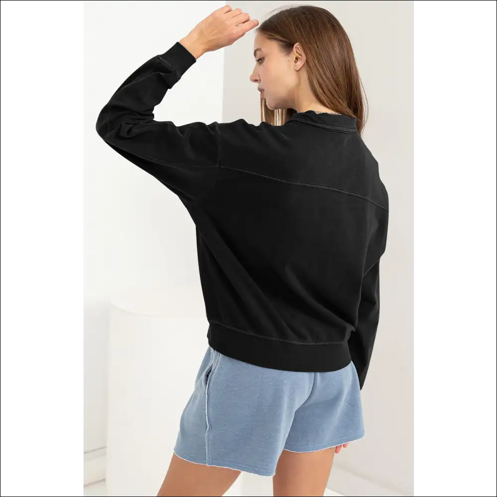 Hyfve Chic Half Zip Sweatshirt - Sweatshirts & Hoodies on Sale Worldwide Shipping