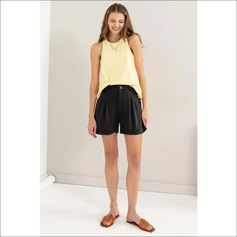 Hyfve High Waist Pleated Linen Shorts - on Sale Worldwide Shipping