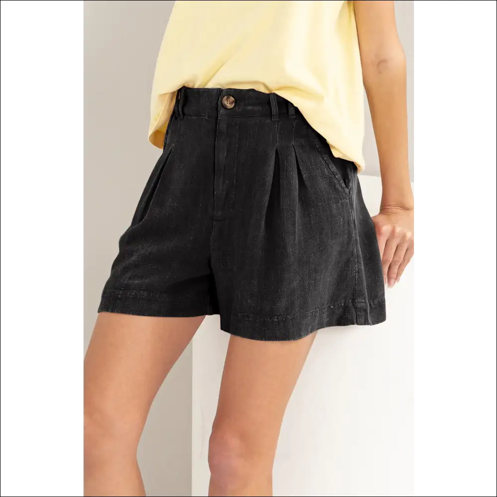 Hyfve High Waist Pleated Linen Shorts - on Sale Worldwide Shipping