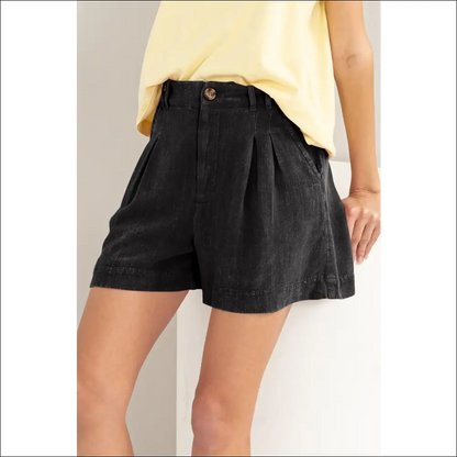Hyfve High Waist Pleated Linen Shorts - on Sale Worldwide Shipping