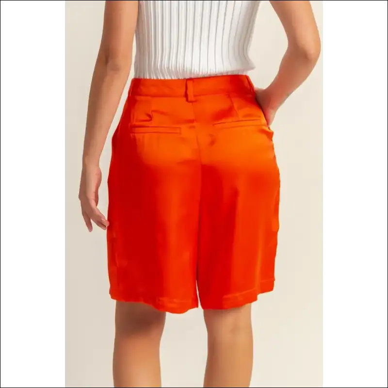 Hyfve Luxe High-waist Pleated Satin Shorts - on Sale Worldwide Shipping