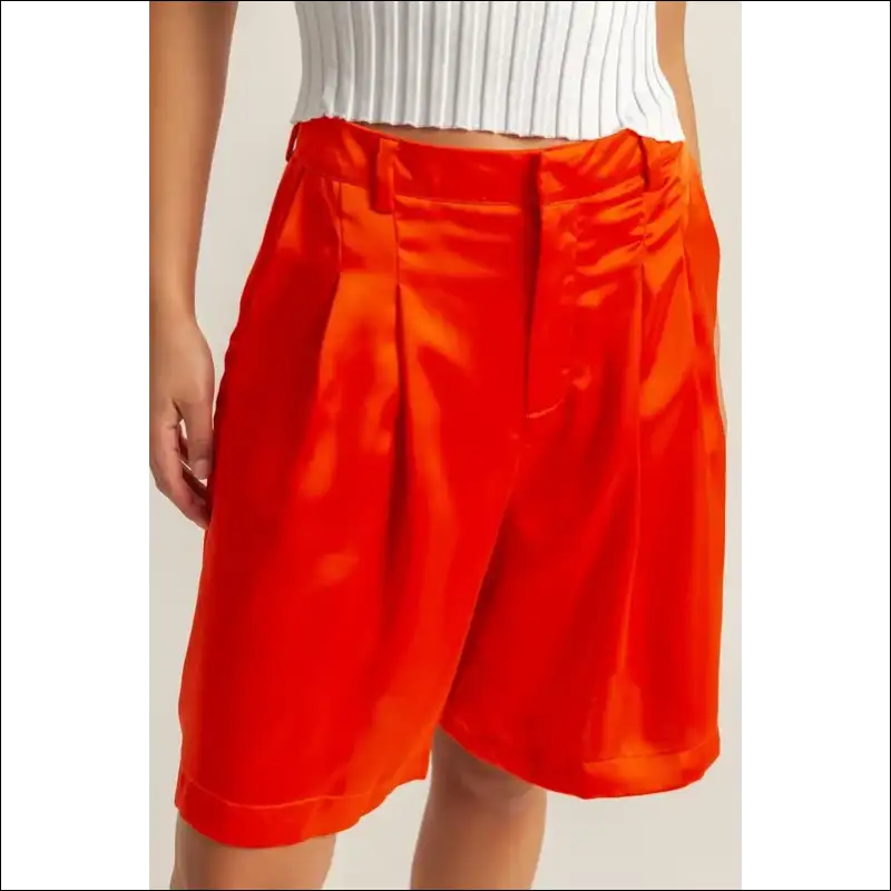 Hyfve Luxe High-waist Pleated Satin Shorts - on Sale Worldwide Shipping