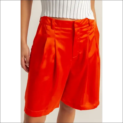 Hyfve Luxe High-waist Pleated Satin Shorts - on Sale Worldwide Shipping