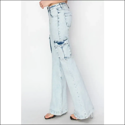 I Flare-ly Love my High Rise Cargo Jeans—fashion Never Felt this Good! 😎✨ - Jeans on Sale Worldwide Shipping