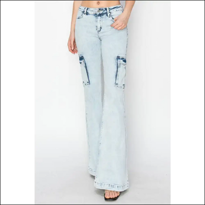 I Flare-ly Love my High Rise Cargo Jeans—fashion Never Felt this Good! 😎✨ - Jeans on Sale Worldwide Shipping