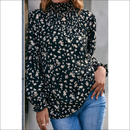 Ivy Lane Floral Mock Neck Blouse - Blouses on Sale Worldwide Shipping