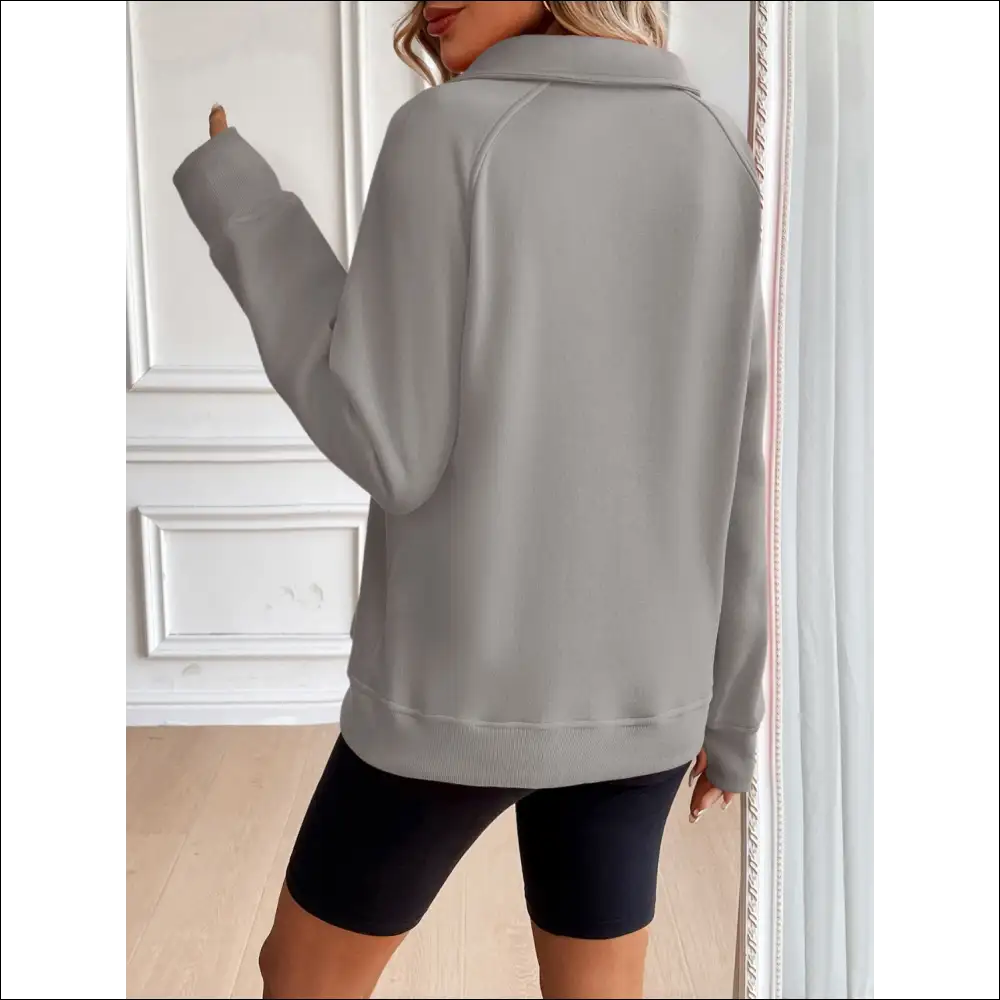 Ivy Lane Chic Half Zip Raglan Sweatshirt - Sweatshirts & Hoodies on Sale Worldwide Shipping